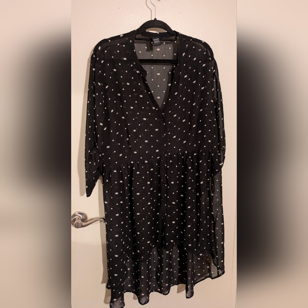 Torrid Sheer Cats & Polkadots Tunic